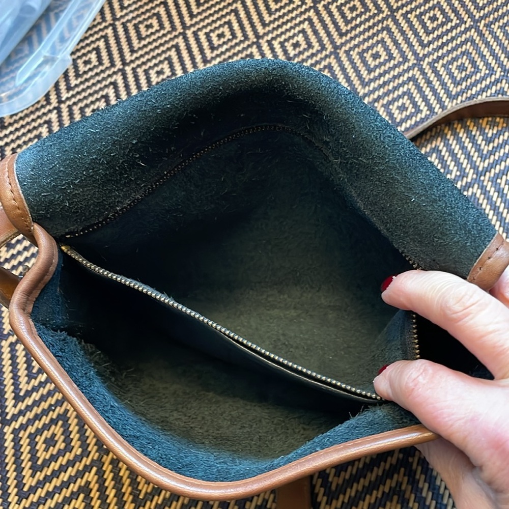 Vintage coach riding bag spectator 6750 FOREST GREEN WITH TABAC AND ERROR STAMP - Picture 8 of 9